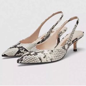 Zara snake print leather slingback shoes - size 9